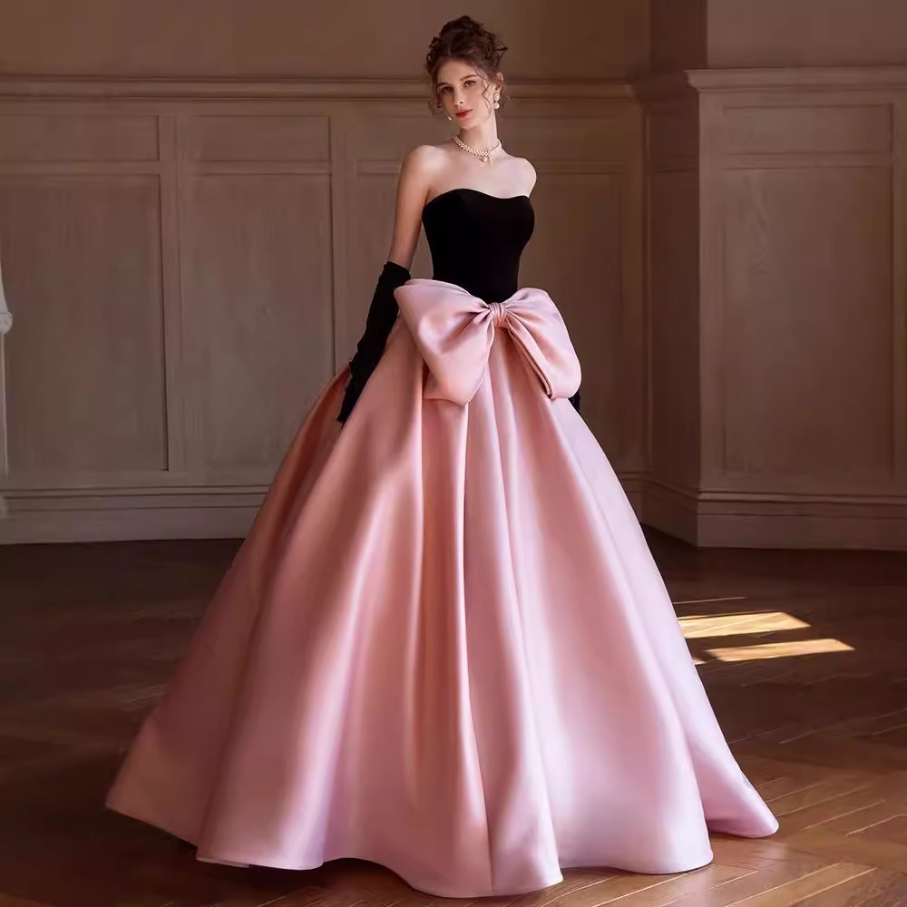 Pink Evening Dress 2025 New French High-End Engagement Banquet Host Birthday Dress Graduation Dress