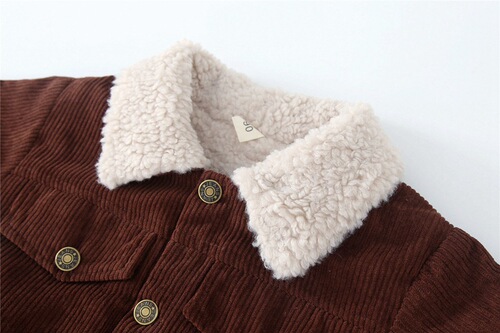 New Children's Winter Coat Korean Style Fleece-lined Thick Lambskin Jacket Baby Corduroy Top