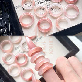 小红书爆款桃花酿少女戒圈天然新疆金丝玉戒指手持跑环直播引流款