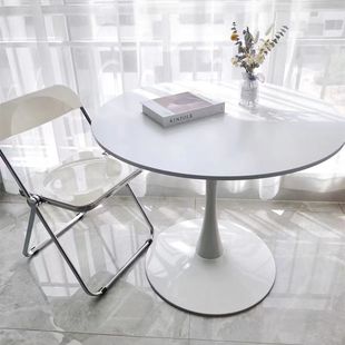 Small Round Table, Tulip Dining Table, Modern Reception and Negotiation Table and Chairs, Nordic Style for Home Use, Balcony, Bedroom, Bedside, Jieqi