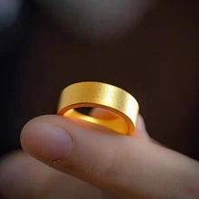 沙金饰品古法传承戒指轻奢高级感情侣对戒平安无事素圈指环批发