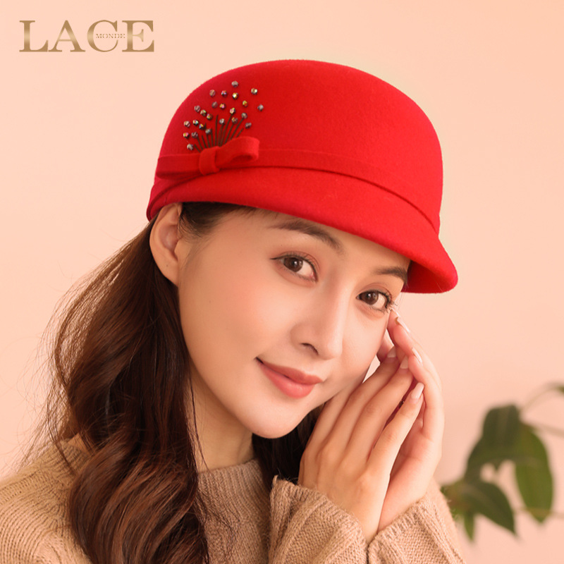 Mũ beret len nữ mùa thu đông phong cách Anh, nỉ len giản dị, đa năng thời trang, ôm mặt — Màu đen