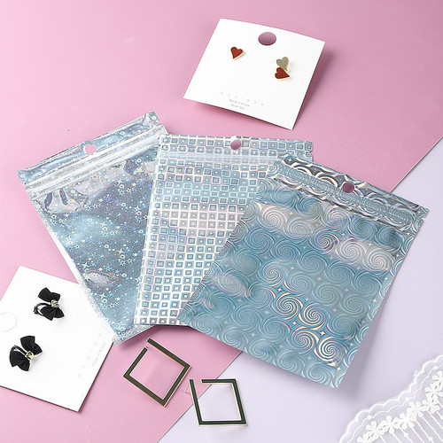 Laser packaging bag, jewelry mobile phone case, yin and yang bone bag, ziplock bag, rainbow colored plastic aluminum foil, laser bag