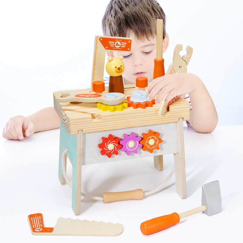 multi-function Tools chair children Puzzle Disassembly and assembly wooden  Nut Disassembly and assembly Tool table combination Assemble Building blocks Toys