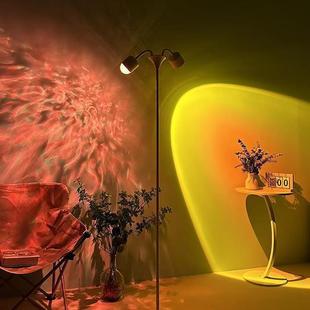 Double-headed water ripple atmosphere lamp net red projection photo bedroom live background sunset sunset lamp living room floor lamp
