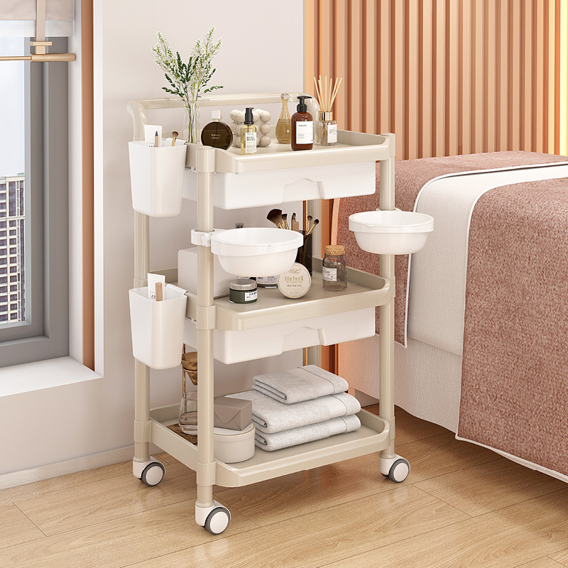 Doble cajón de tres capas de color camello + doble cubo + doble maceta nuevo modelo de plástico completo * 0x0cm * *