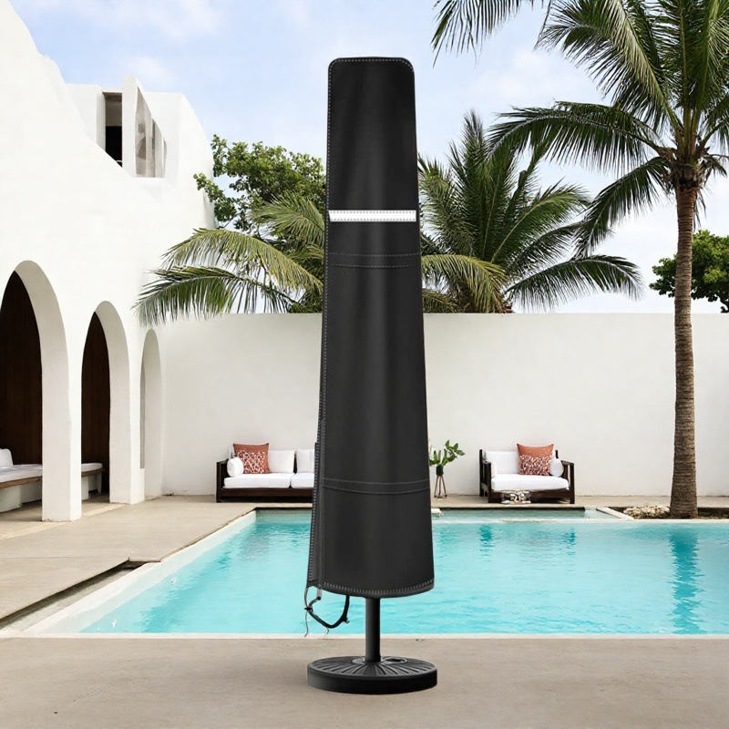 Cross-border outdoor patio umbrella cover with reflective strips, courtyard sun umbrella cover, garden sunshade cover with zipper