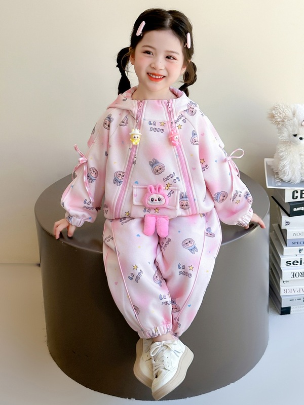 女童套装春秋2025新款宝宝拉布布卫衣儿童洋气卡通穿搭衣服两件套|undefined