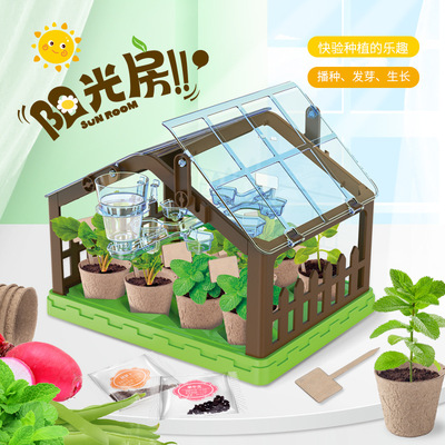迷你阳光房种植儿童植物园花房手工种菜玩具小学生科学小实验套装|ms