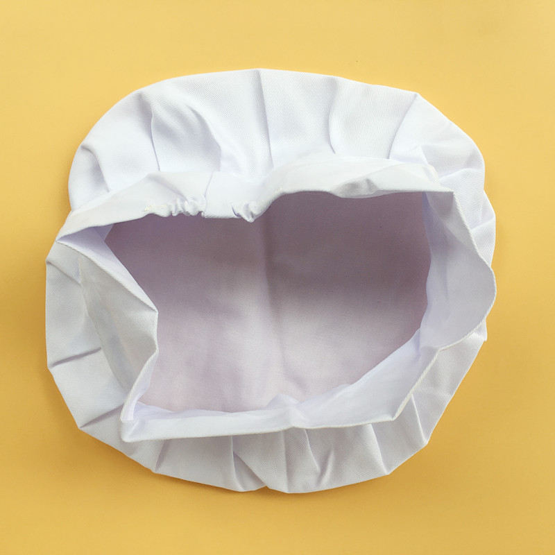 酒店厨房工作蘑菇形纺工食品帽厨师百褶帽 圆布帽白色防尘帽批发