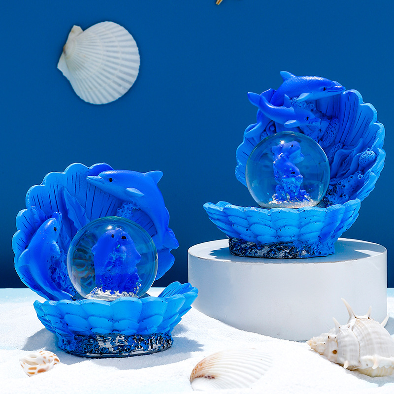 ocean shell dolphin crystal ball resin decorations creative mediterranean glass water ball children‘s gifts wholesale