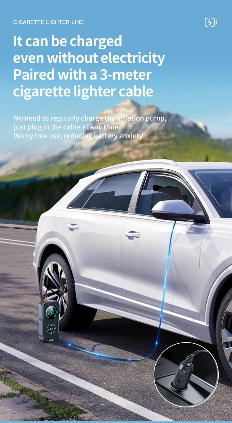 Fast-charging car air pump, wireless portable car-type electric vehicle tire 12v high-power inflator