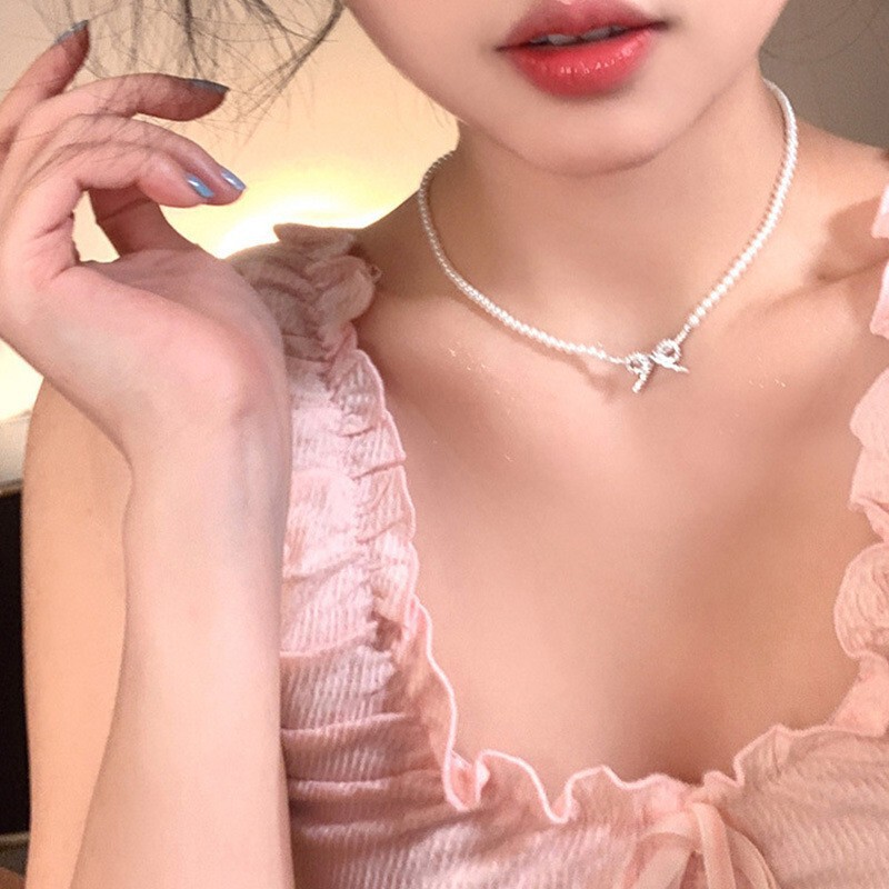 Shijia パールネックレスレディースニッチライトラグジュアリーデザインハイエンドファッション気質鎖骨チェーンネックレスセーターチェーンビーズチェーン|undefined