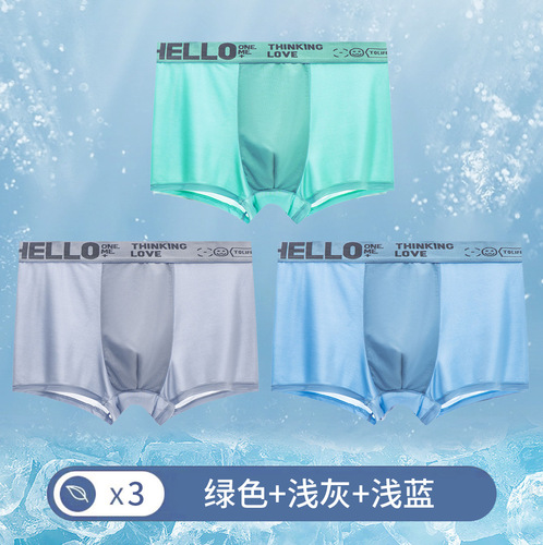 Ice Silk Men's Underwear Skin-friendly Graphene Breathable Antibacterial Thigh Summer Thin Men's Large Size Straight Leg Pants Head Wholesale