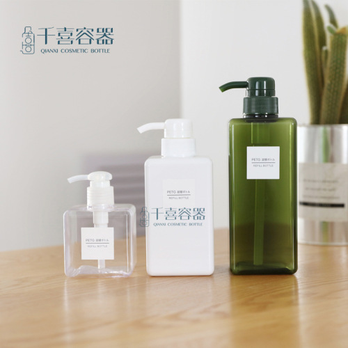 PETG square emulsion bottles 100ml 250ml 280ml 450ml 650ml shower gel cosmetic refill bottles