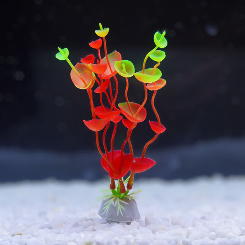 Acuario hierba plástica simulación acuática acuario pecera decoración paisajismo planta flor azul corta simulación hoja reptil planta