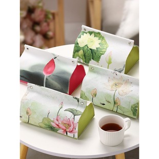 Chinese Style New Chinese Style Fabric Tissue Box Cotton and Linen Living Room Household Car Paper Set Napkin Box Paper Box Paper Box