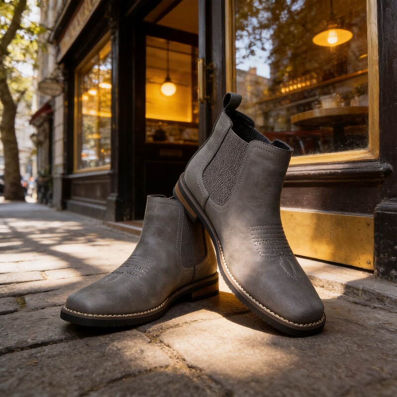 Men's Chelsea Imitation Leather Mid-Calf Boots Autumn and Winter Men's Trendy Leather Boots Casual British Style Versatile Boots Men's Chelsea Imitation Leather Mid-Calf Boots Autumn and Winter Men's Trendy Leather Boots Casual British Style Versatile Boots