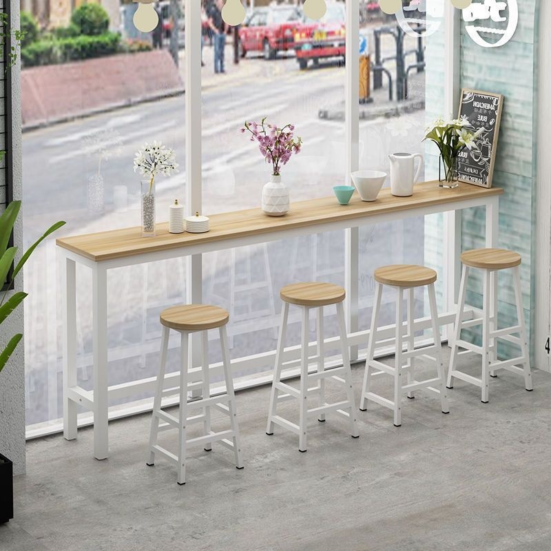 Wall-Mounted Bar Chair High Table Simple Home Living Room Balcony Small Bar Long Table Milk Tea Shop Table and Chair Combination
