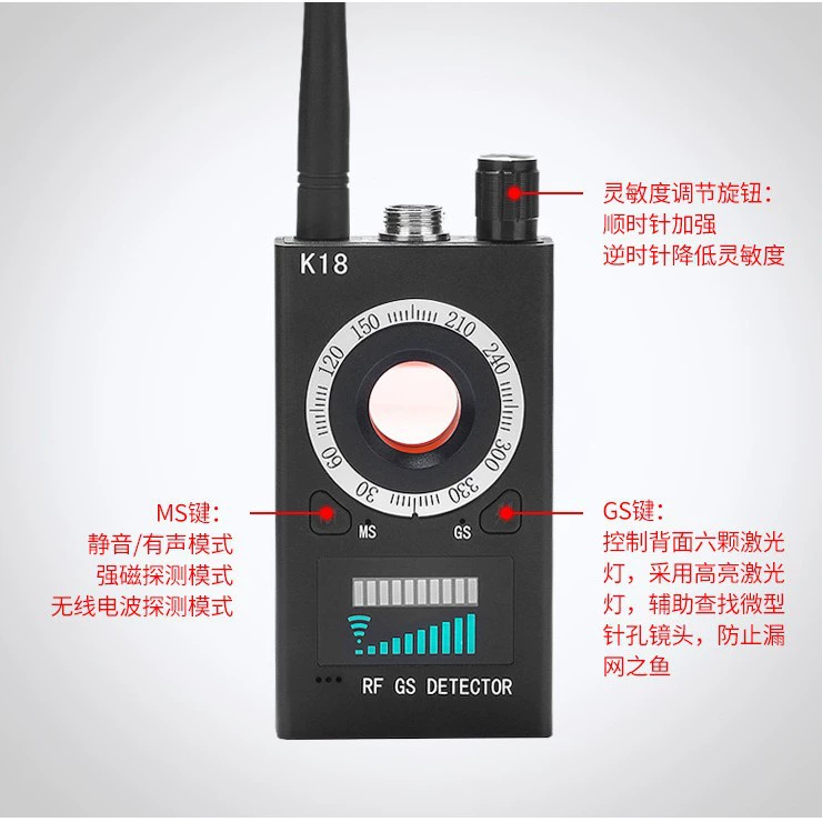 Анти-подслушивание гостиничной камеры анти-скрытый инфракрасный детектор GPS обнаружения сигнала позиционирования Найти