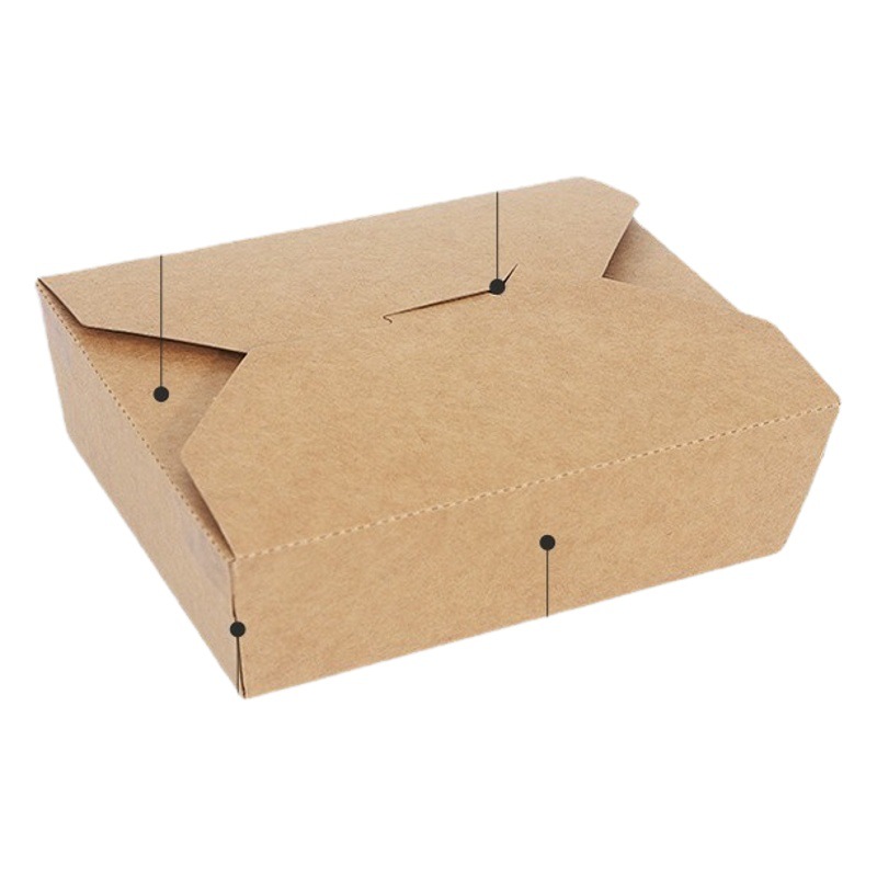 Engrosamiento a prueba de aceite de papel Kraft rectangular caja de embalaje desechable comercial plegable ensalada de pollo frito comida rápida para llevar