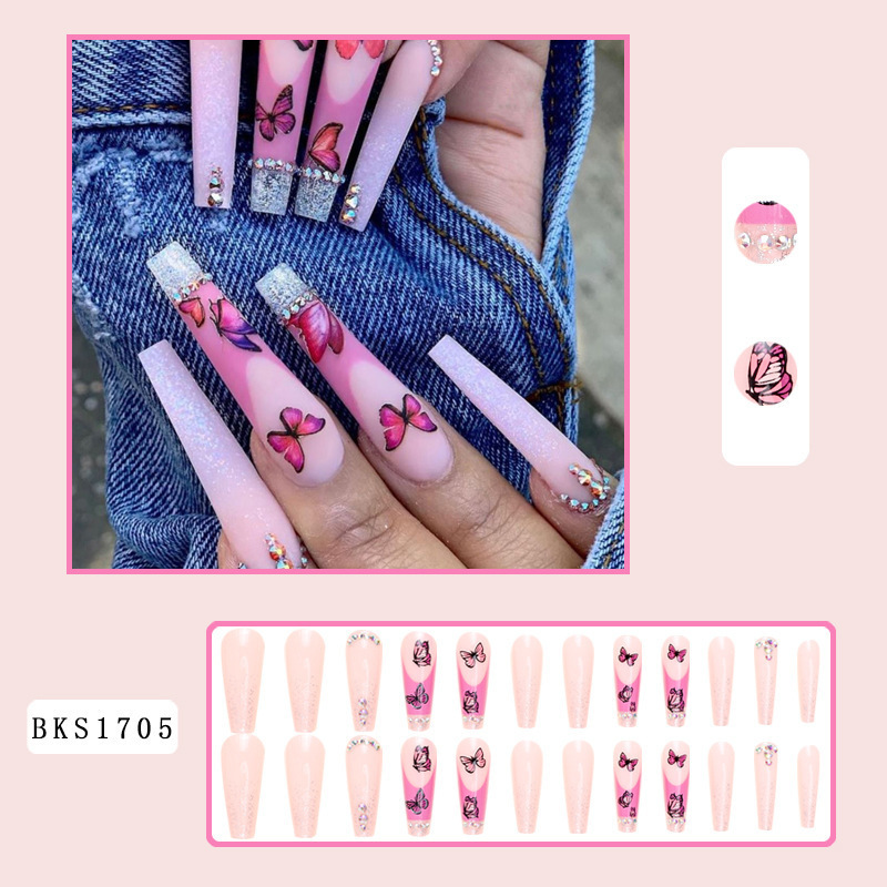 1 Set Quantity ABS Material French Style Shiny Marble Flower Butterfly Abs Wear Manicure 1 Set