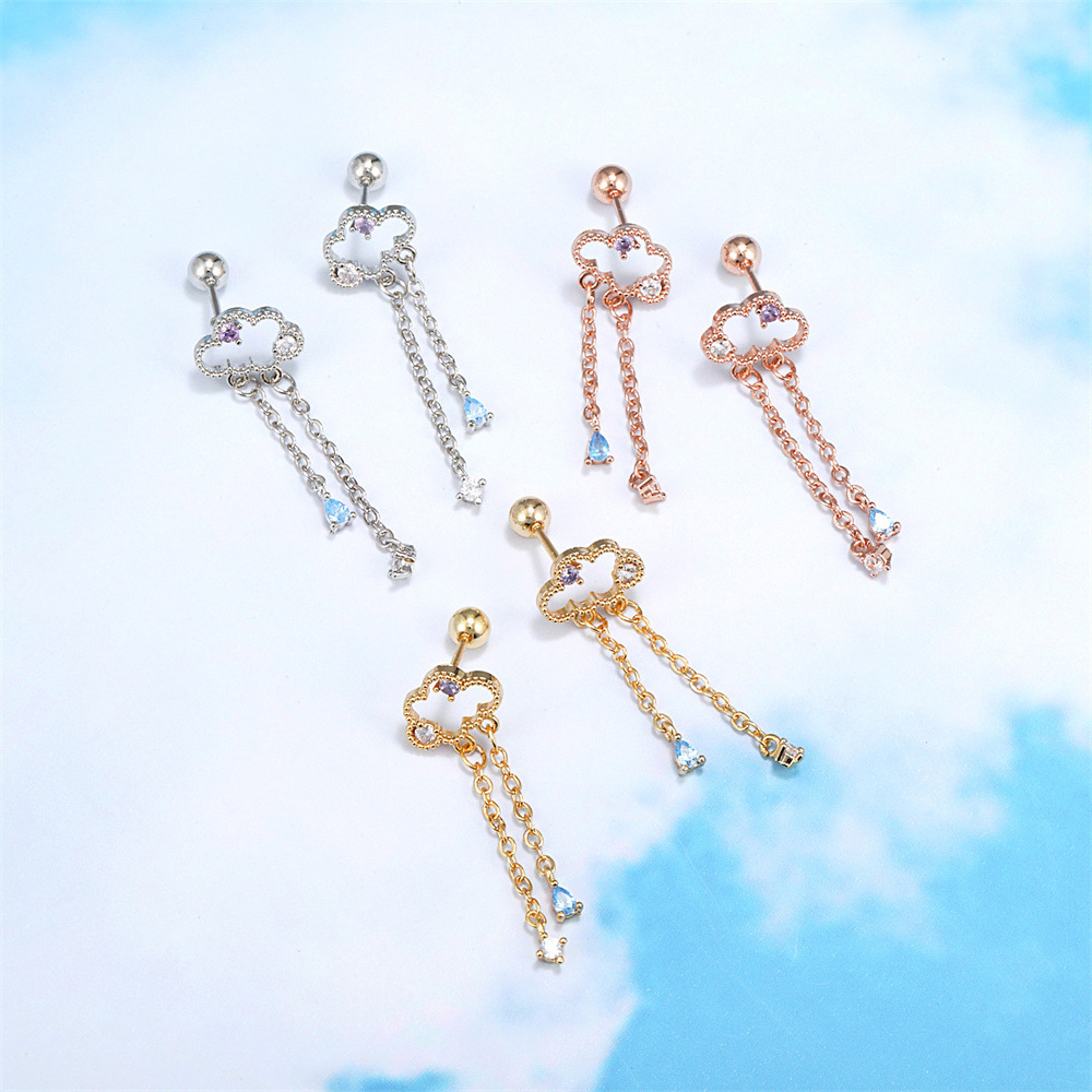 sweet female stainless steel rod screw ball copper ear stud wholesale