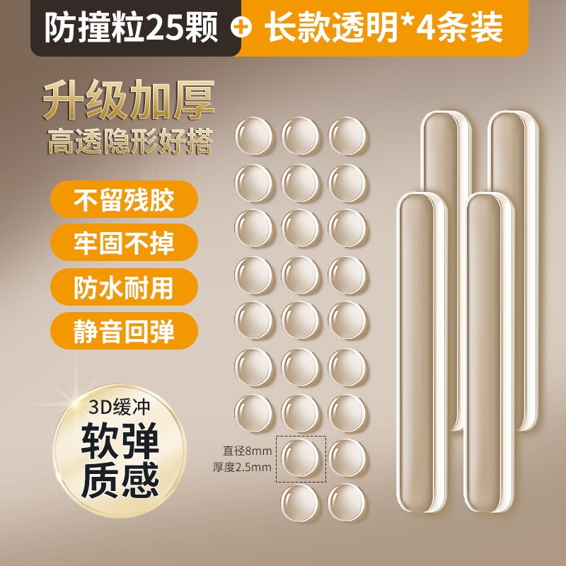 门把手防撞贴硅胶静音垫冰箱门贴门挡条防碰撞柜门后颗粒墙贴|undefined