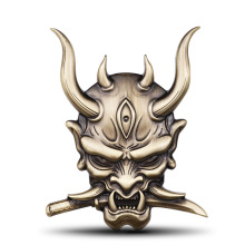 日本鬼武士车标武者骷髅汽车个性金属车贴日系车身划痕装饰贴纸