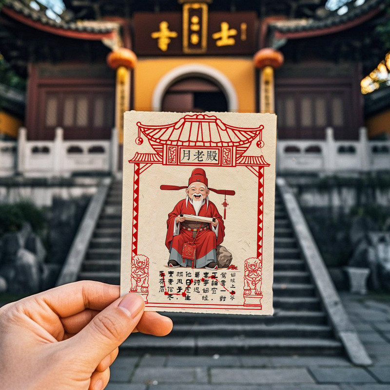 招桃花月老牵红线月老神像贴纸手机贴男女姻缘恋爱脱单找对象贴纸|undefined