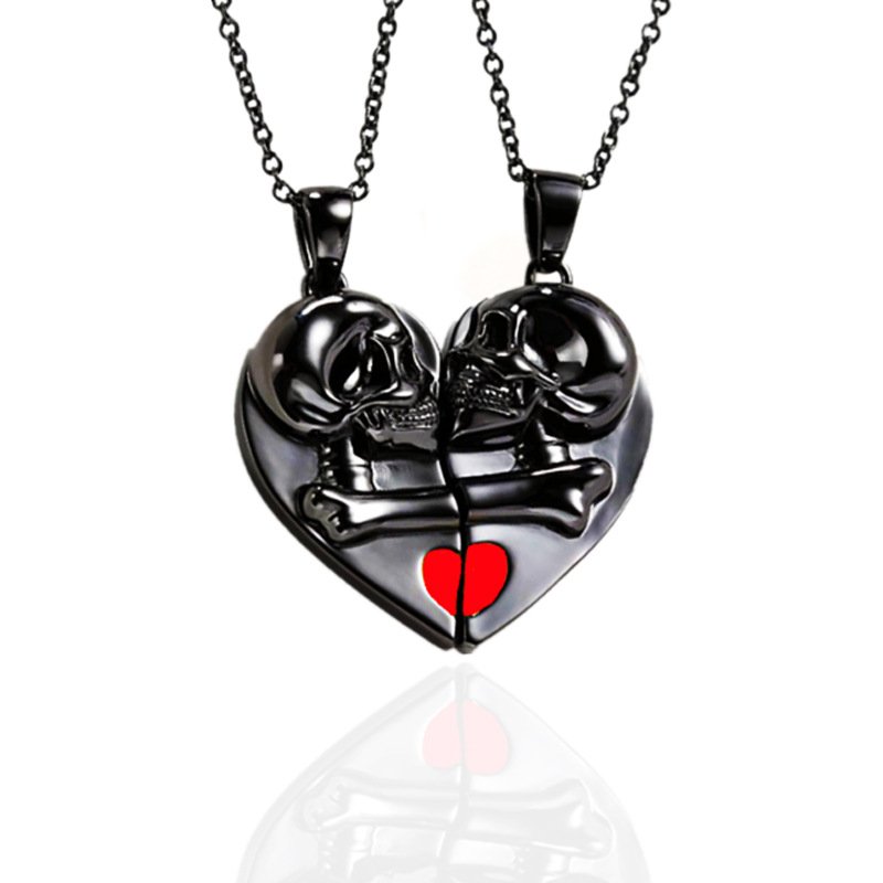 15g Weight Alloy Pendant Material Pendant Necklace Classification Alloy Chain Material Retro Heart Shape Skull Alloy Cable Chain Pendant Necklaces Wholesale