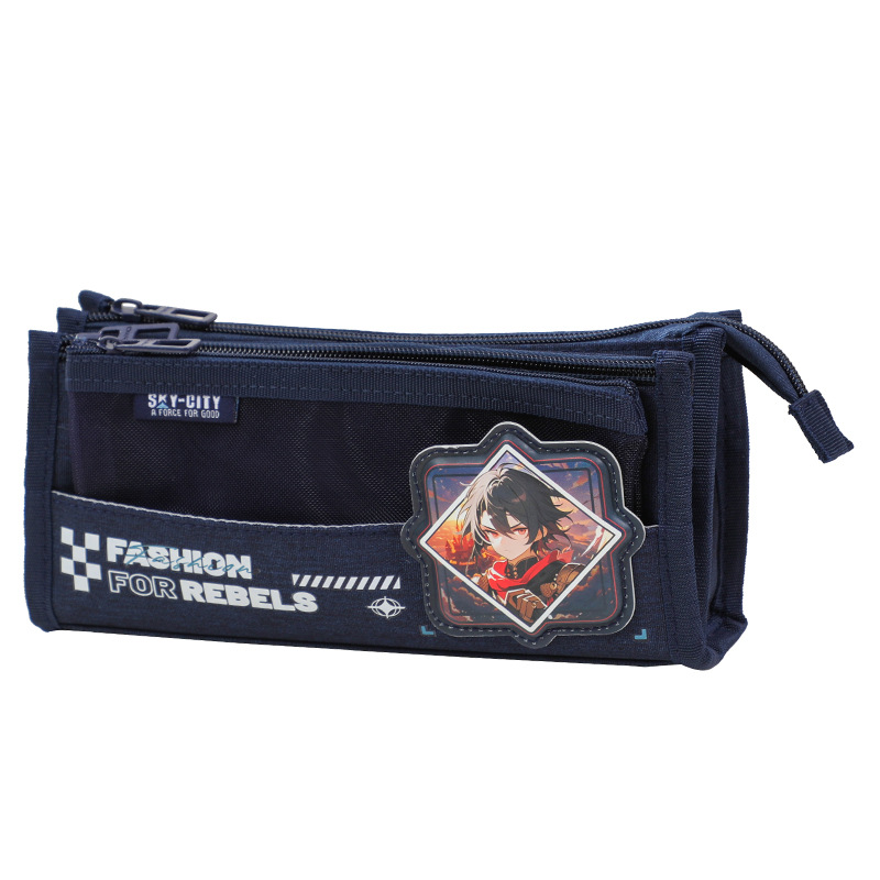 Ciudad del cielo tres nuevos niños de secundaria secundaria estilo cómico caja de almacenamiento coreana simple tela de gran capacidad bolsas de pluma