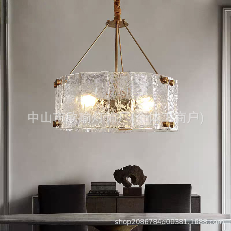 Sala de estar de vidrio italiano, comedor ligero, iluminación moderna simple, dormitorio, lámpara de vidrio italiano, candelabro, posmoderno americano