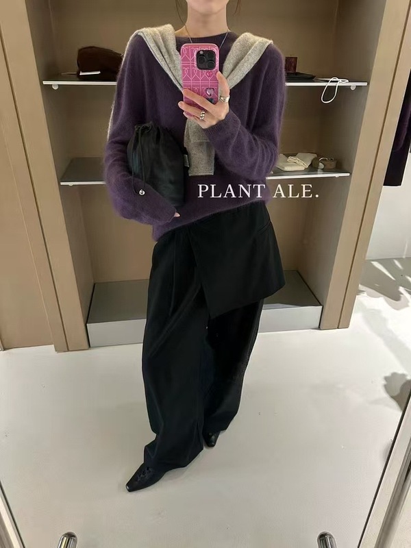 简约高级感软糯全羊毛山羊绒针织衫毛衣女2025秋冬高端毛衣|undefined