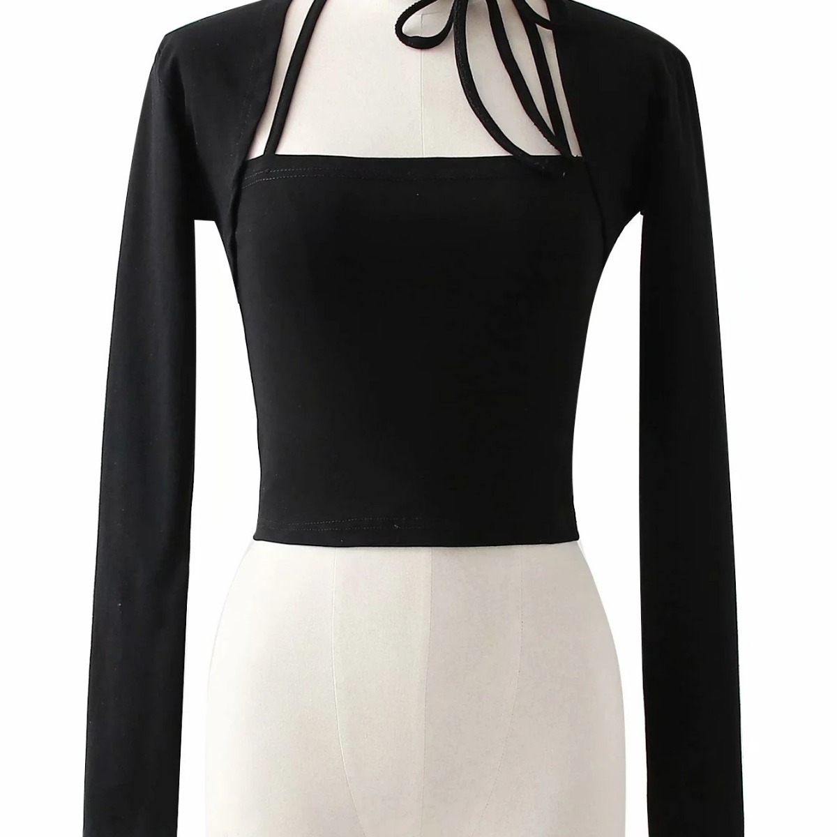 1417-21 가을 홀터 직각 슬림 신축성 서스펜더 숄 가디건 쇼트 탑 투피스 세트