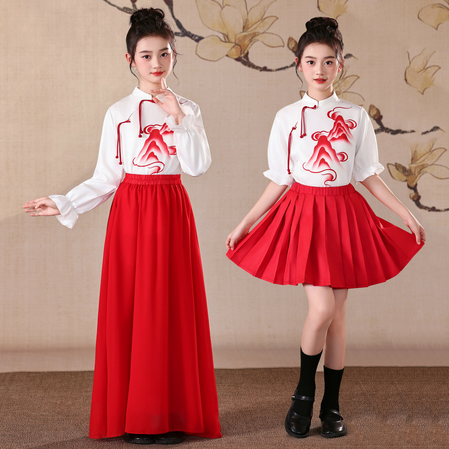 Children's red dress for students, suit, Chinese style 2