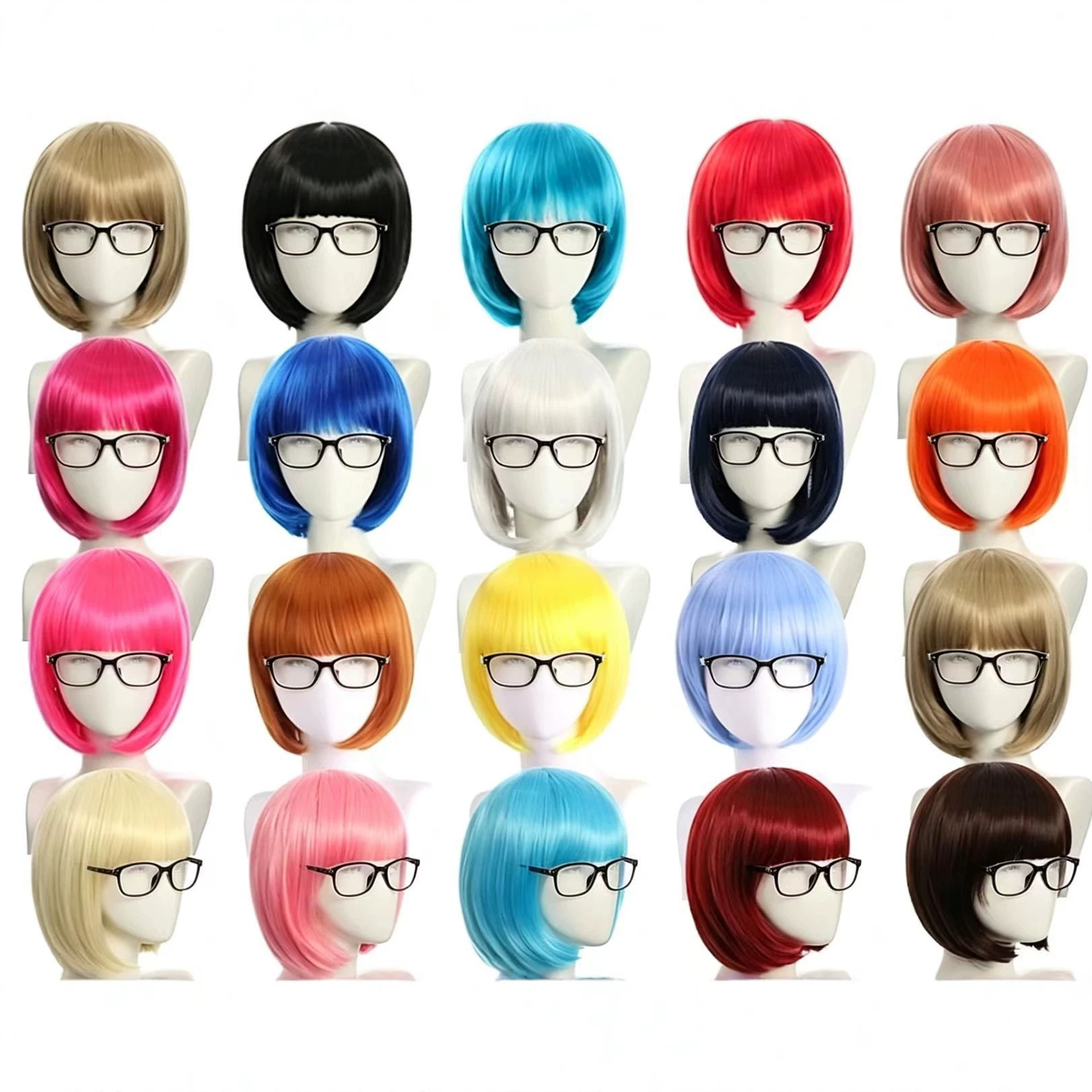Foreign trade cross-border wigs with bangs, bob hair, Halloween colorful BoBo headgear, custom student wigs wholesale