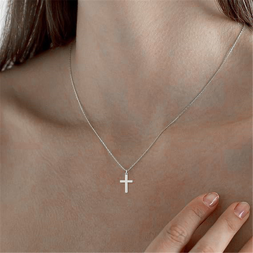 3g Weight Pendant Necklace Classification 1 Piece Quantity Daily Occasion 925 Sterling Silver Material Cross Pattern Women's Gender Plating Design Simple Style Style 925 Sterling Silver Plating Cross Pendant Necklace 3