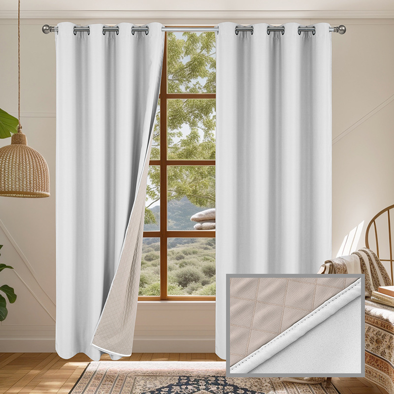 vinter tykke varme gardiner fuld lystætte gardiner dobbeltlags gardiner indendørs isolering perforerede gardiner_voghion.com