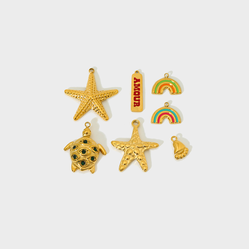 Marine Style, Modern Style Style 1 Piece 304 Stainless Steel Letter Rainbow Starfish Pendant