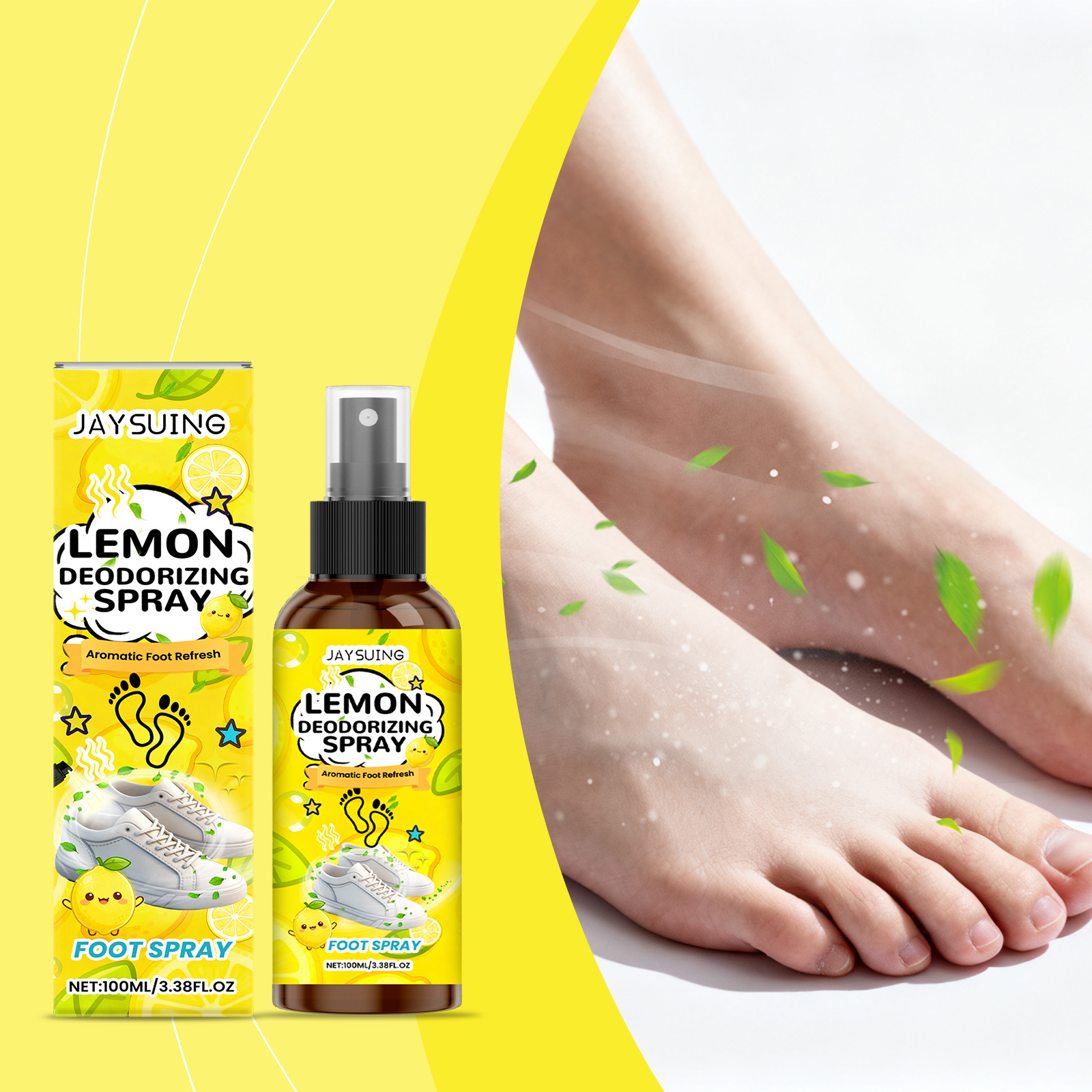 Jaysuing Foot Care Spray Mild Formula Refreshing Texture Daily Foot Fresh Fragrance Foot Spray