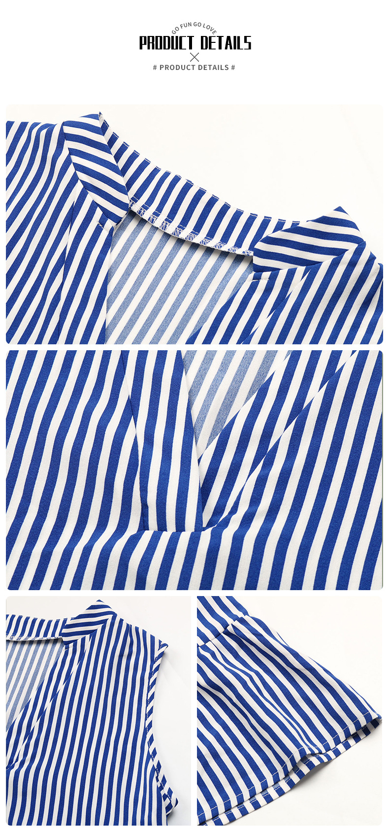 Camicie senza maniche con scollo a V a righe verticali_voghion.com