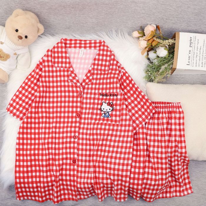 Al por mayor transfronterizo nuevo verano nubes de algodón dibujos animados mangas cortas pantalones cortos pijamas ropa de casa de mujer set ropa de casa de moda