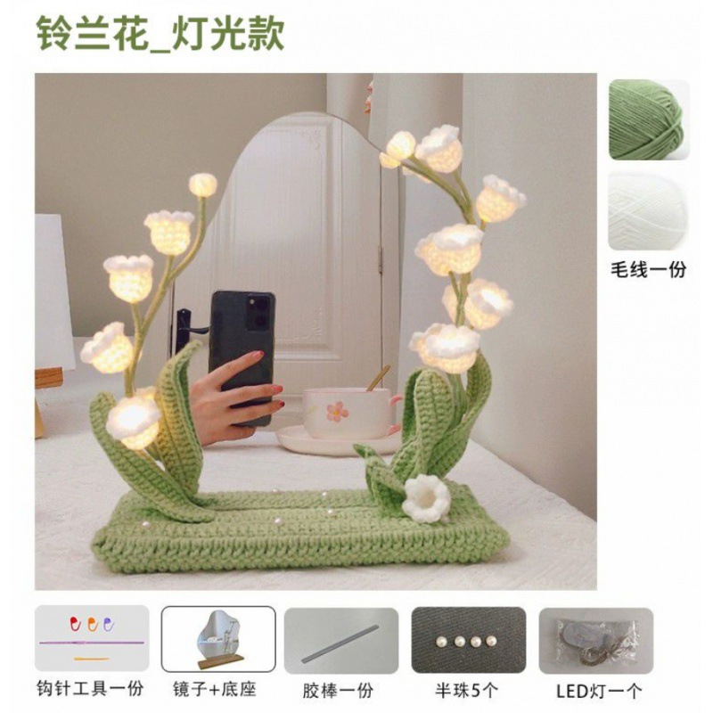 Tejido a mano DIY tulipán margarita en maceta ramo de flores lana ganchillo material paquete de flores decorativas caseras