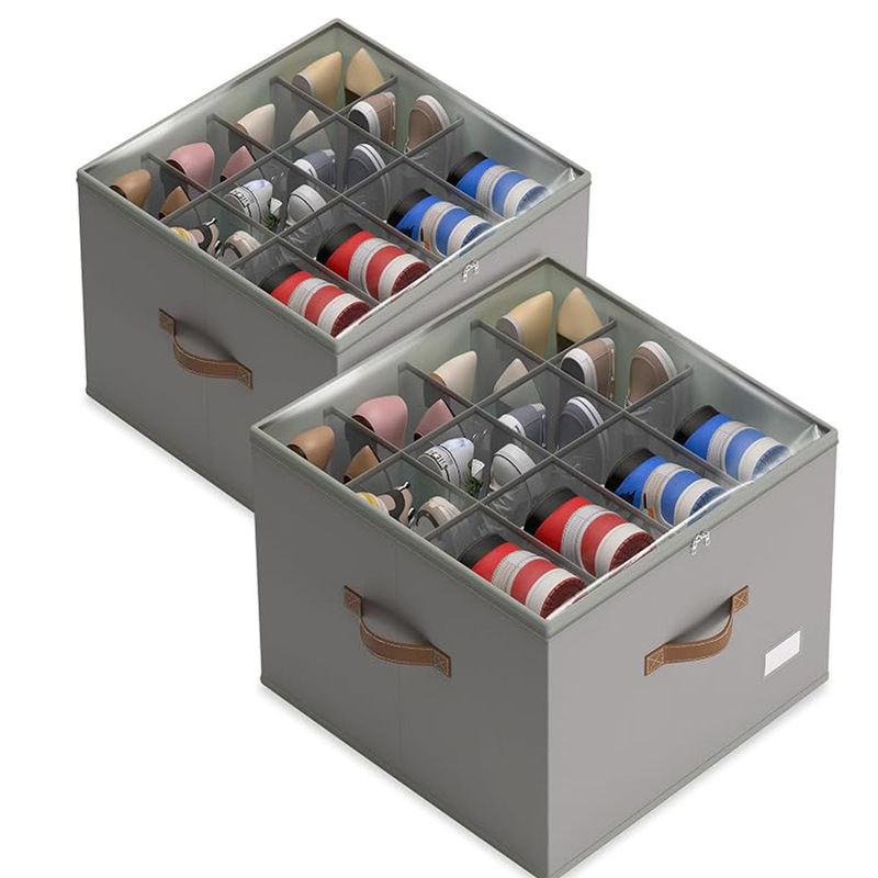 Cross-border best-selling foldable shoe box with compartments for organizing and storing, suitable for bedroom closets, and featuring a moisture-proof design with a lid Cross-border best-selling foldable shoe box with compartments for organizing and storing, suitable for bedroom closets, and featuring a moisture-proof design with a lid