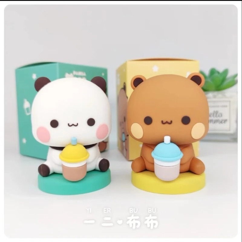 パンダ 1 と 2 と Bubu デスクトップ人形フィギュア車の装飾品漫画かわいいアニメーション装飾品トレンディなおもちゃ人形|undefined
