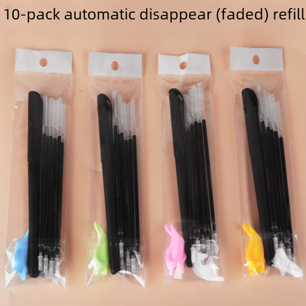 Bagged Automatic Disappearing Pen Refills 0.5mm, Automatic Disappearing and Fading Gel Pen Refills for Writing Practice, Pack of 10