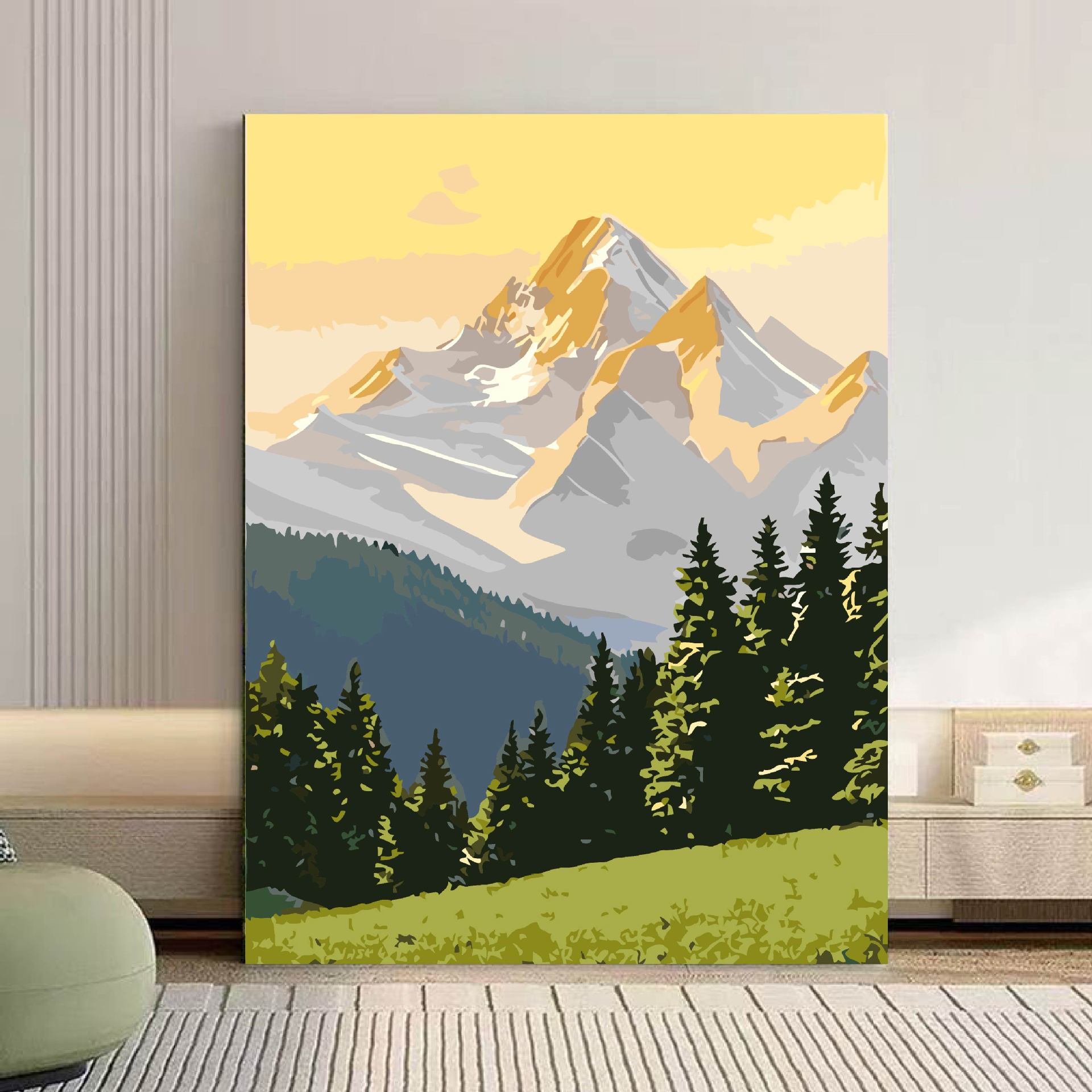 Sunshine Jinshan paisaje didiy pintura al óleo digital relleno de color sala de estar comedor de gran tamaño pintura a mano