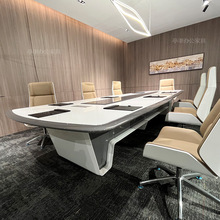 S^Y新款烤漆会议桌长桌办公室桌椅组合简约现代中大型白色洽谈长