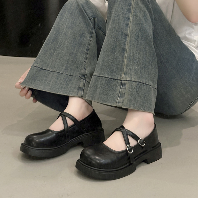 双带小皮鞋女秋季外穿2025新款百搭法式乐福鞋复古浅口玛丽珍女鞋|undefined